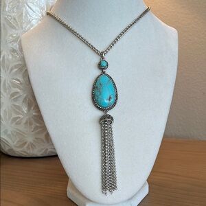 Lucky Brand Blue Simulated Turquoise and Marcasite Necklace